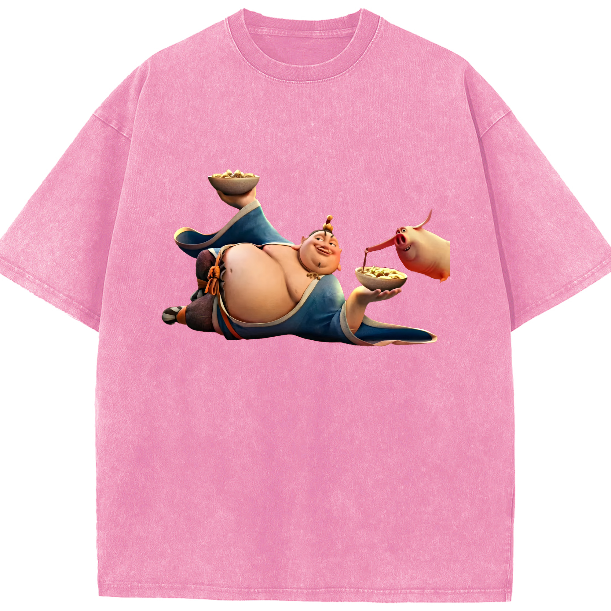 （画像用） Ne Zha 2 ナタ 魔童の大暴れ 綿100% ヴィンテージ風 半袖Tシャツ（フロントプリント）